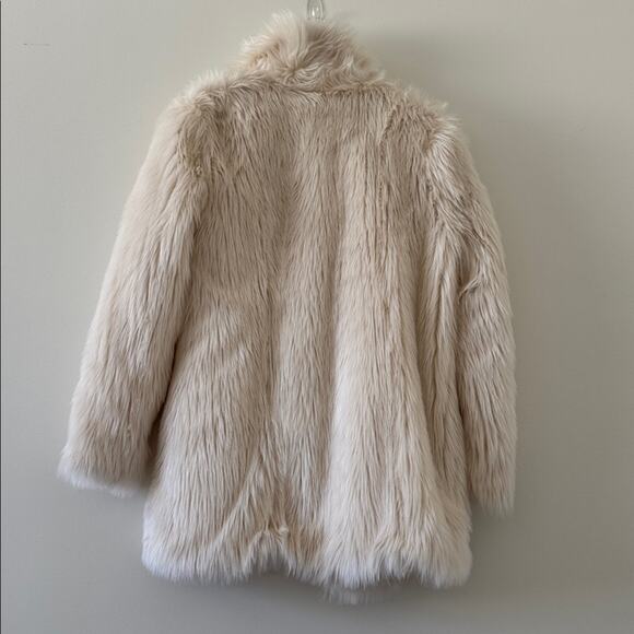 Forever 21 Ivory Faux Fur Glam Party Festive Jacket Coat Size Large - Picture 6 of 8